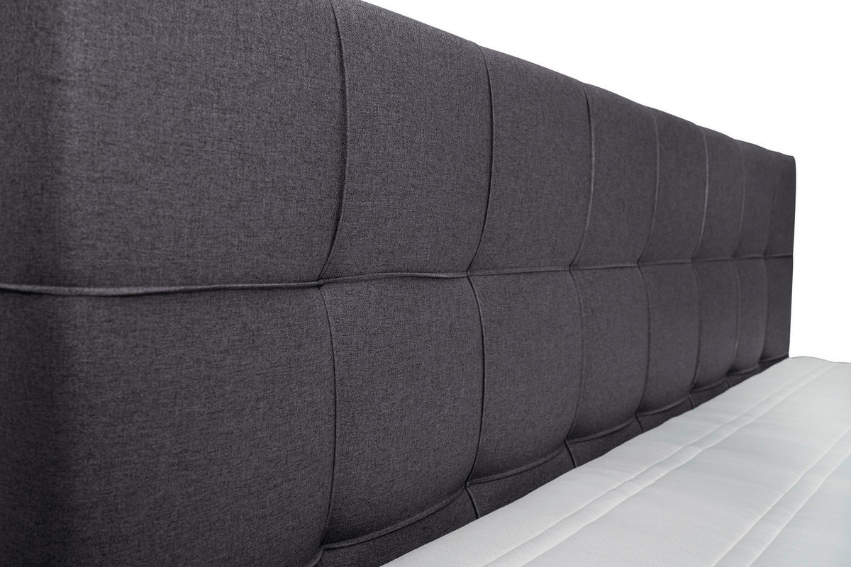 BOXSPRINGBETT 180/200 cm  in Dunkelgrau  - Dunkelgrau/Alufarben, Konventionell, Kunststoff/Textil (180/200cm) - Carryhome
