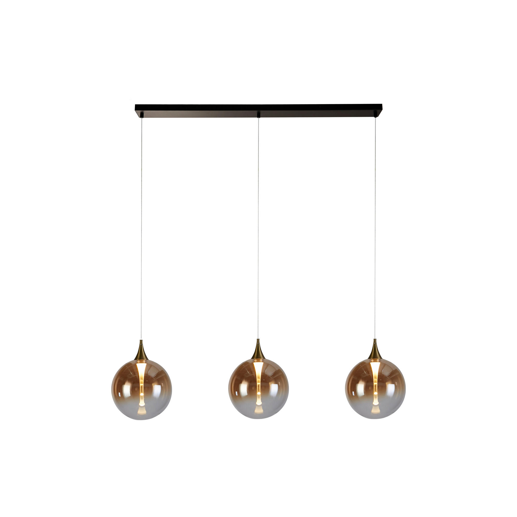 LAMPĂ SUSPENDATĂ CU LED  - culoare chihlimbar/negru, Basics, sticlă/metal (68/150/16cm)