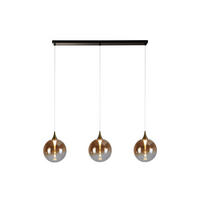 LAMPĂ SUSPENDATĂ CU LED  - culoare chihlimbar/negru, Basics, sticlă/metal (68/150/16cm)