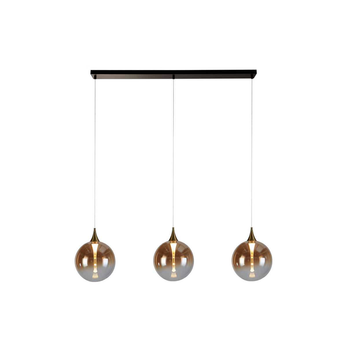 LAMPĂ SUSPENDATĂ CU LED  - culoare chihlimbar/negru, Basics, sticlă/metal (68/150/16cm)