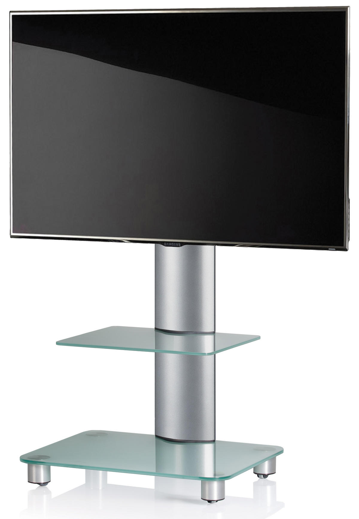 TV-RACK Metall, Glas Silberfarben, Transparent  - Transparent/Silberfarben, KONVENTIONELL, Glas/Metall (60/100/44cm) - MID.YOU