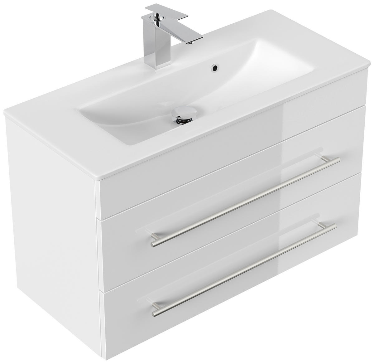 BADEZIMMER  in 80,4 cm  - Weiß Hochglanz/Silberfarben, MODERN, Keramik/Holzwerkstoff (80,4cm) - MID.YOU