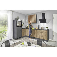 ECKKÜCHE 175/275 cm  in Graphitfarben, Eichefarben  - Eichefarben/Schwarz, Design, Holzwerkstoff/Metall (175/275cm) - Xora