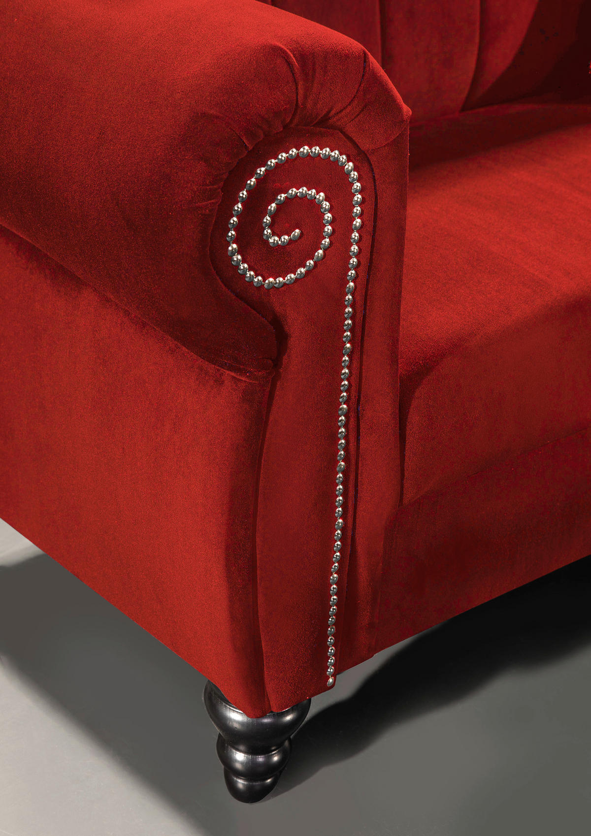 2-SITZER-SOFA Chenille Rot  - Rot/Schwarz, Design, Holz/Textil (168/96/75cm)