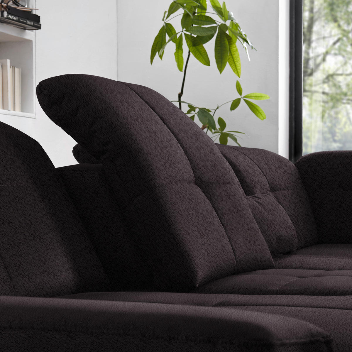 ECKSOFA  in Flachgewebe Anthrazit  309/195 cm  - Chromfarben/Anthrazit, Design, Textil (309/195cm) - Beldomo Style