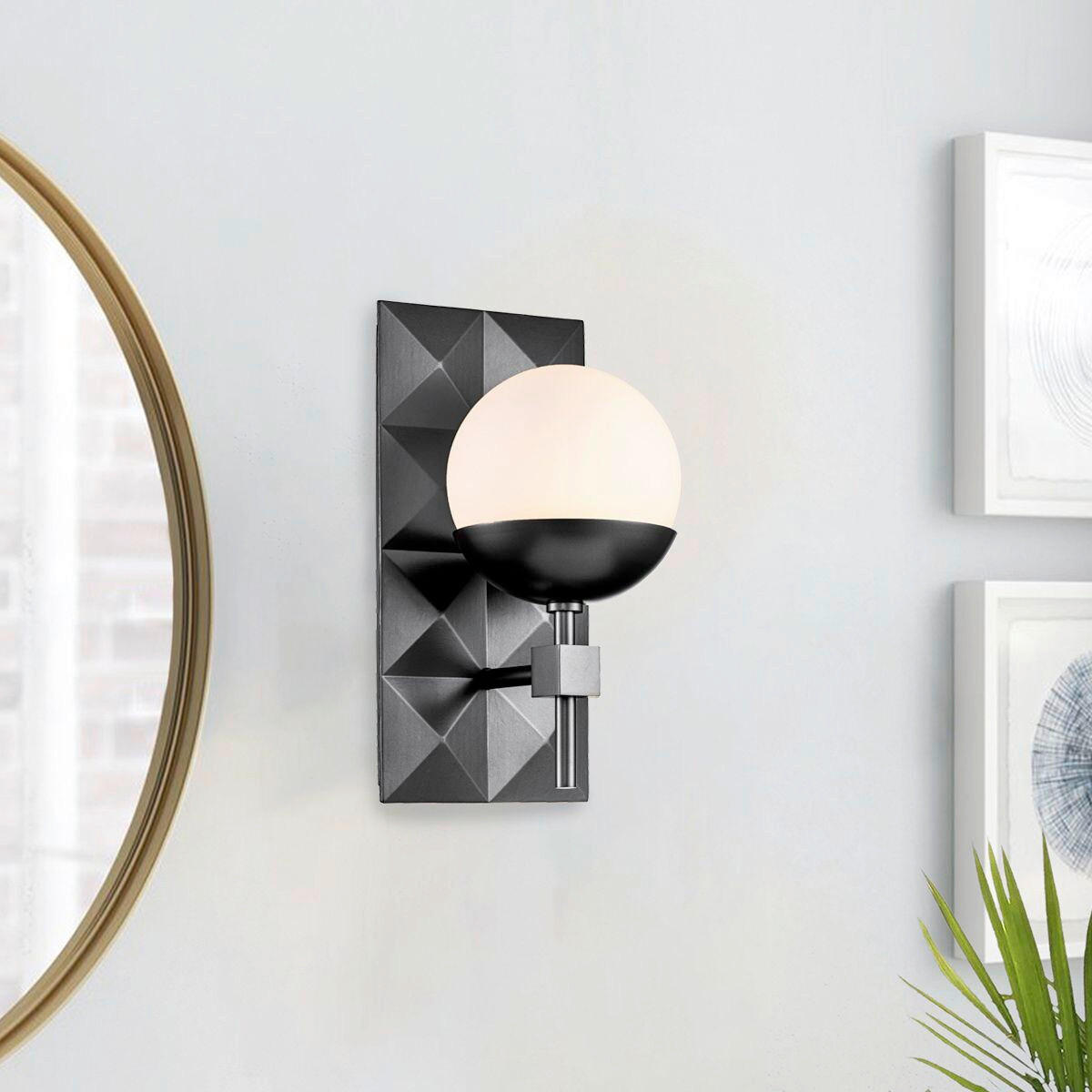 WANDLEUCHTE Deco 30,5/15,2/17,1 cm  - Schwarz, Design, Glas/Metall (30,5/15,2/17,1cm) - Elstead Lighting