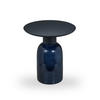 BEISTELLTISCH 50/50/55 cm Mangoholz Hartholz Schwarz, Dunkelblau rund  - Schwarz/Dunkelblau, Basics, Glas/Holz (50/50/55cm) - MID.YOU