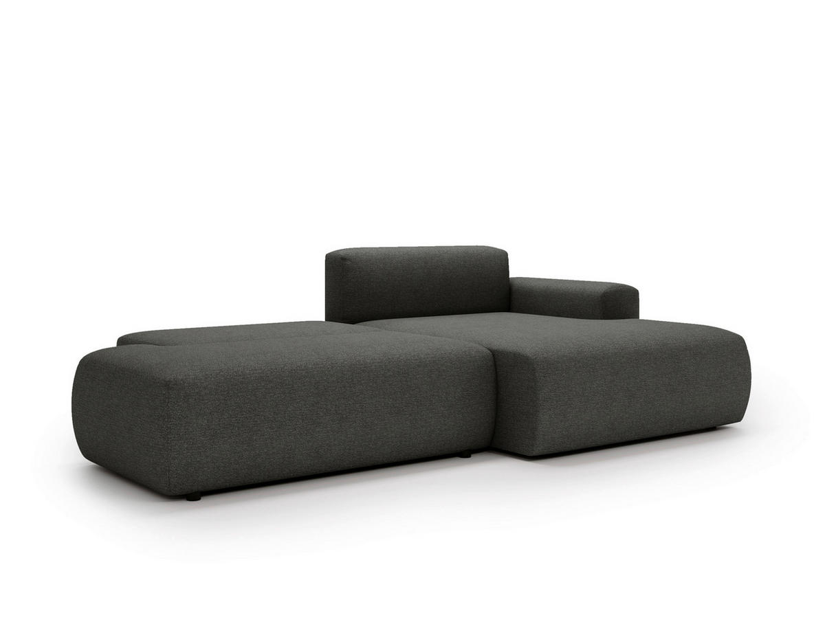 ECKSOFA REVE in Chenille Grau  284/160 cm  - Schwarz/Grau, Design, Kunststoff/Textil (284/160cm) - Livetastic