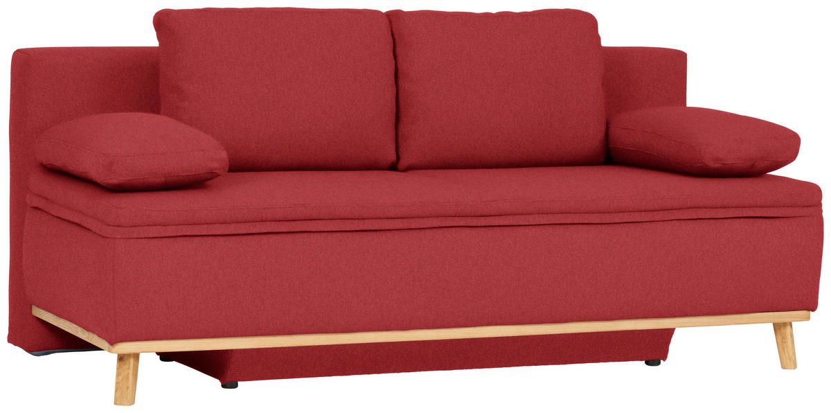 KANAPÉÁGY textil piros  - natúr/piros, Konventionell, textil/fa (203/95/96cm) - Venda