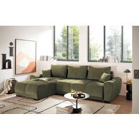 HÖRNBÄDDSOFFA 3-sits i chenille mörkgrön  - svart/mörkgrön, Basics, textil/plast (294/183cm) - Livetastic