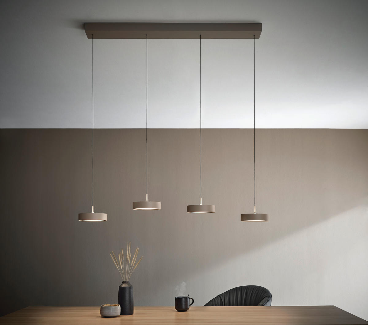 LED-HÄNGELEUCHTE 118/17,5/180 cm  - Sandfarben, Design, Metall (118/17,5/180cm) - Dieter Knoll