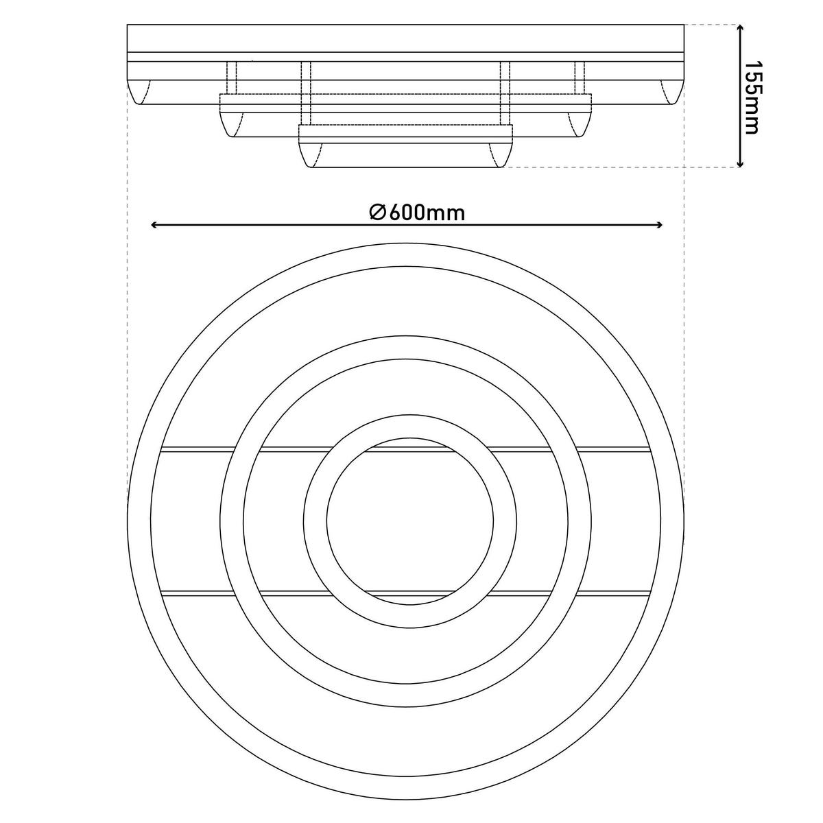 LED-DECKENLEUCHTE CIRULO 60/15.5 cm   - Schwarz/Weiß, Design, Kunststoff/Metall (60/15.5cm) - Näve