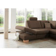 ECKSOFA in Mikrofaser Dunkelbraun  - Wildeiche/Dunkelbraun, KONVENTIONELL, Holz/Textil (236/286cm) - Voleo