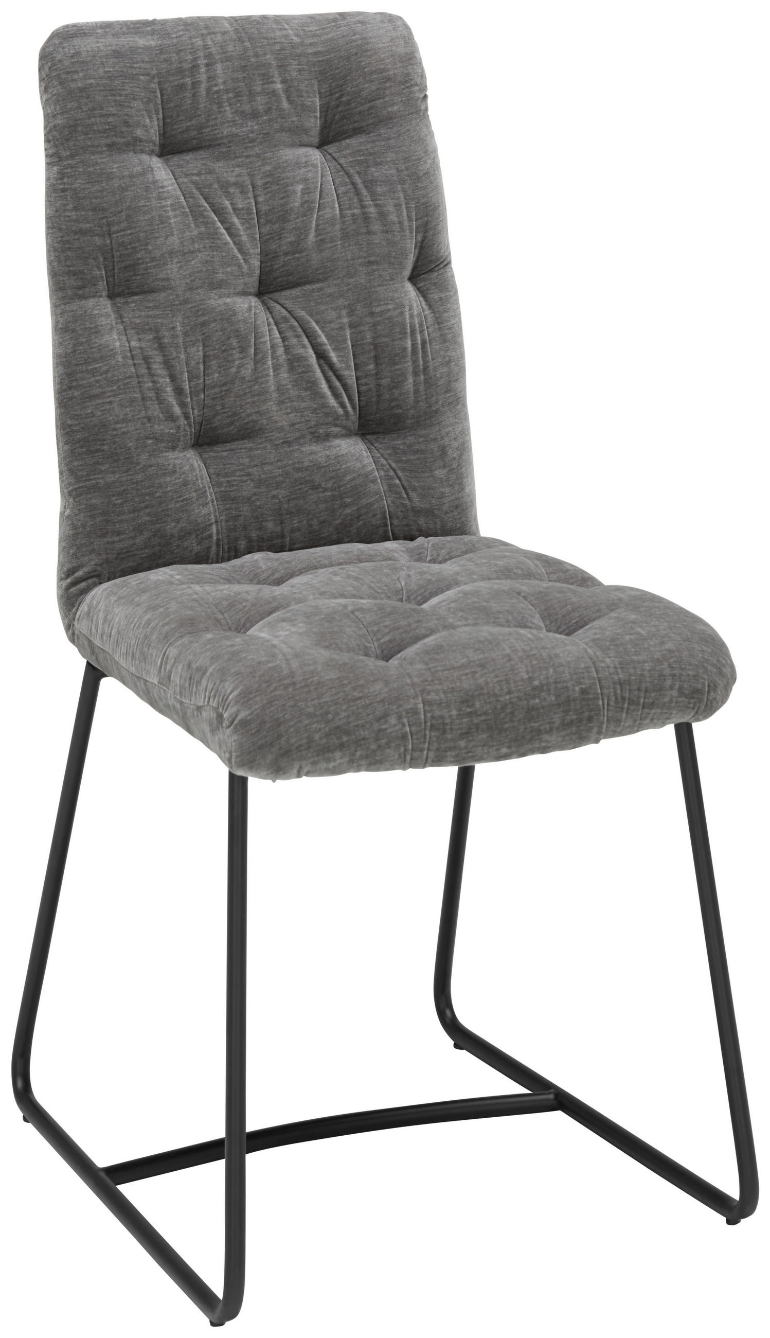 STUHL  in Eisen Samt  - Schwarz/Grau, Trend, Textil/Metall (47/91,5/63cm) - Ambia Home