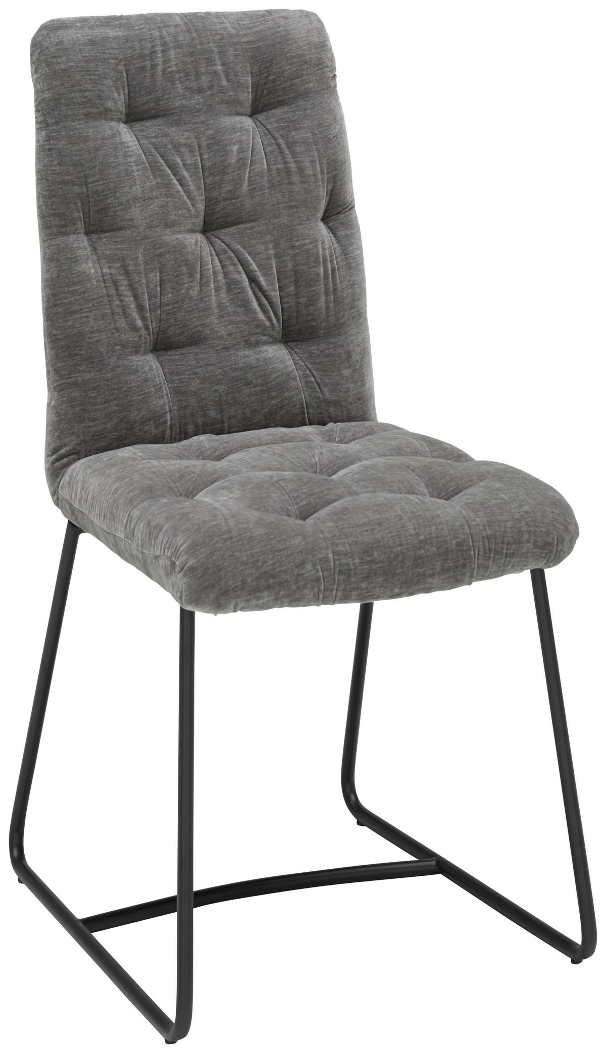 STUHL  in Eisen Samt  - Schwarz/Grau, Trend, Textil/Metall (47/91,5/63cm) - Ambia Home