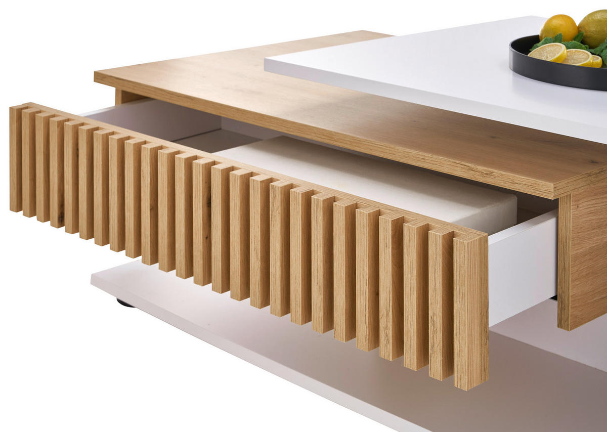 COUCHTISCH 110/60/40 cm rechteckig Weiß, Eiche Artisan  - Eiche Artisan/Weiß, Design, Holzwerkstoff (110/60/40cm) - Boxxx