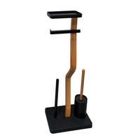 WC-BÜRSTENKOMBINATION in Holz  Kunststoff   - Eichefarben/Schwarz, Basics, Holz/Kunststoff (30/80/20cm) - Sadena