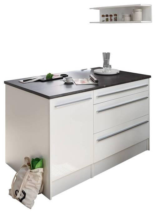 INSULĂ DE BUCĂTĂRIE 145/90/90 cm  - argintiu/alb, Konventionell, plastic/material pe bază de lemn (145/90/90cm) - Xora