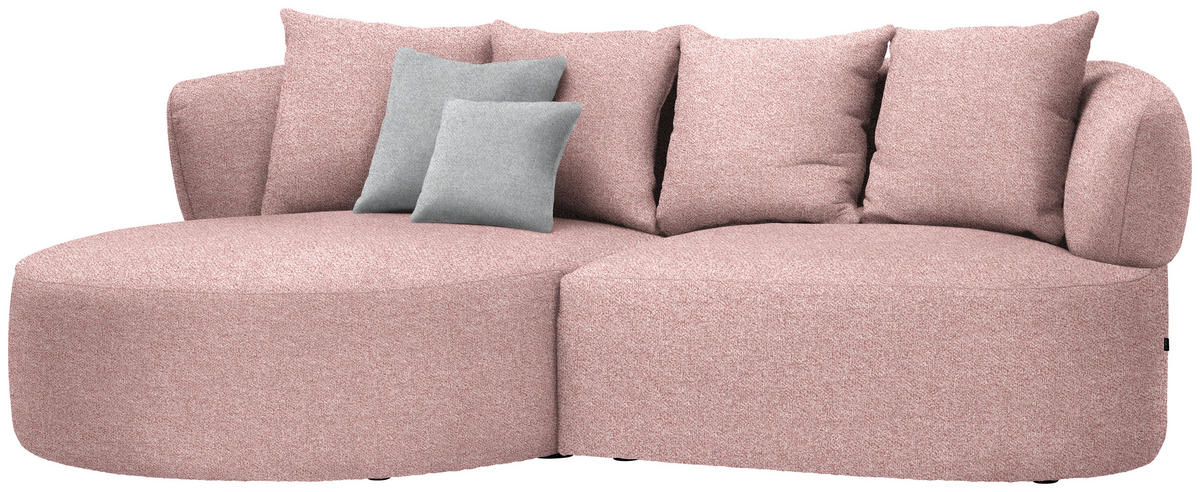 ECKSOFA in Flachgewebe Altrosa  166/235 cm  - Schwarz/Altrosa, MODERN, Kunststoff/Textil (166/235cm) - Hom`in