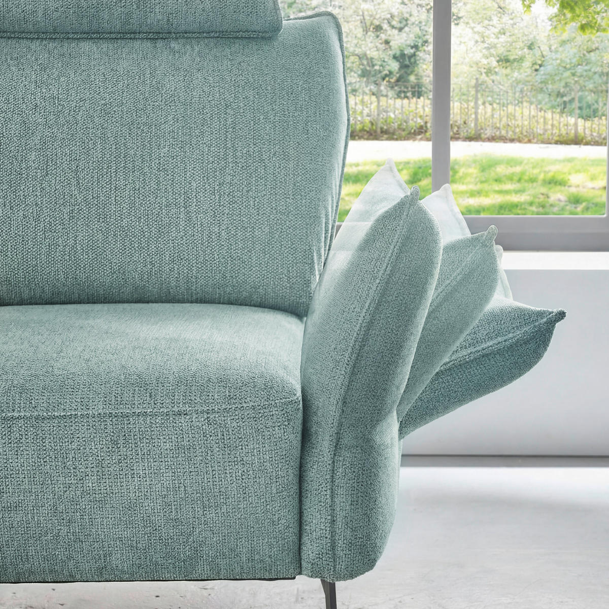 RÉCAMIERE Chenille Hellblau  - Schwarz/Hellblau, Konventionell, Textil/Metall (206/90/92cm) - Elegando