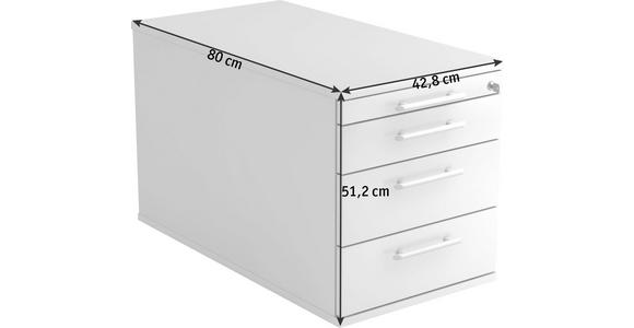 ROLLCONTAINER 42,8/51,2/80 cm  - Alufarben/Weiß, KONVENTIONELL, Holzwerkstoff/Kunststoff (42,8/51,2/80cm) - Venda