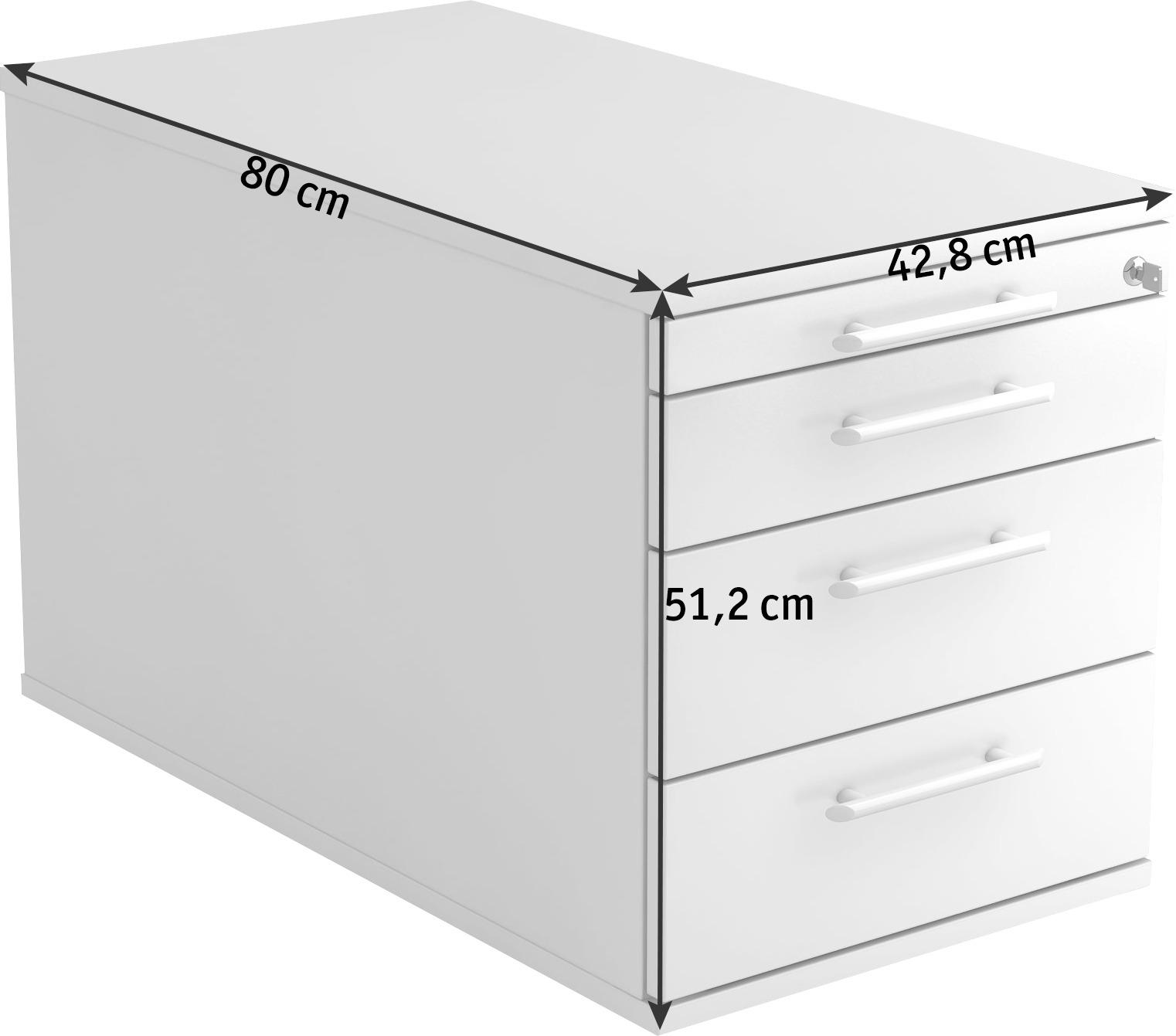 ROLLCONTAINER Weiß  - Alufarben/Weiß, KONVENTIONELL, Holzwerkstoff/Kunststoff (42,8/51,2/80cm) - Venda