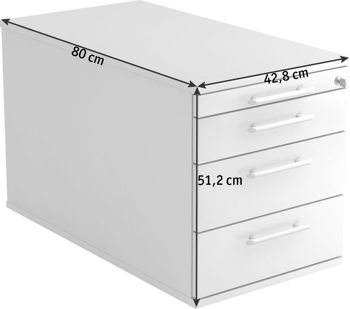 ROLLCONTAINER Weiß  - Alufarben/Weiß, KONVENTIONELL, Holzwerkstoff/Kunststoff (42,8/51,2/80cm) - Venda