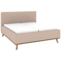 POLSTERBETT 160/200 cm,  in Taupe, Matratze, Lattenrost, Bettkasten, H3 + H3 = fest  - Taupe/Eichefarben, Design, Holz/Textil (160/200cm) - Musterring