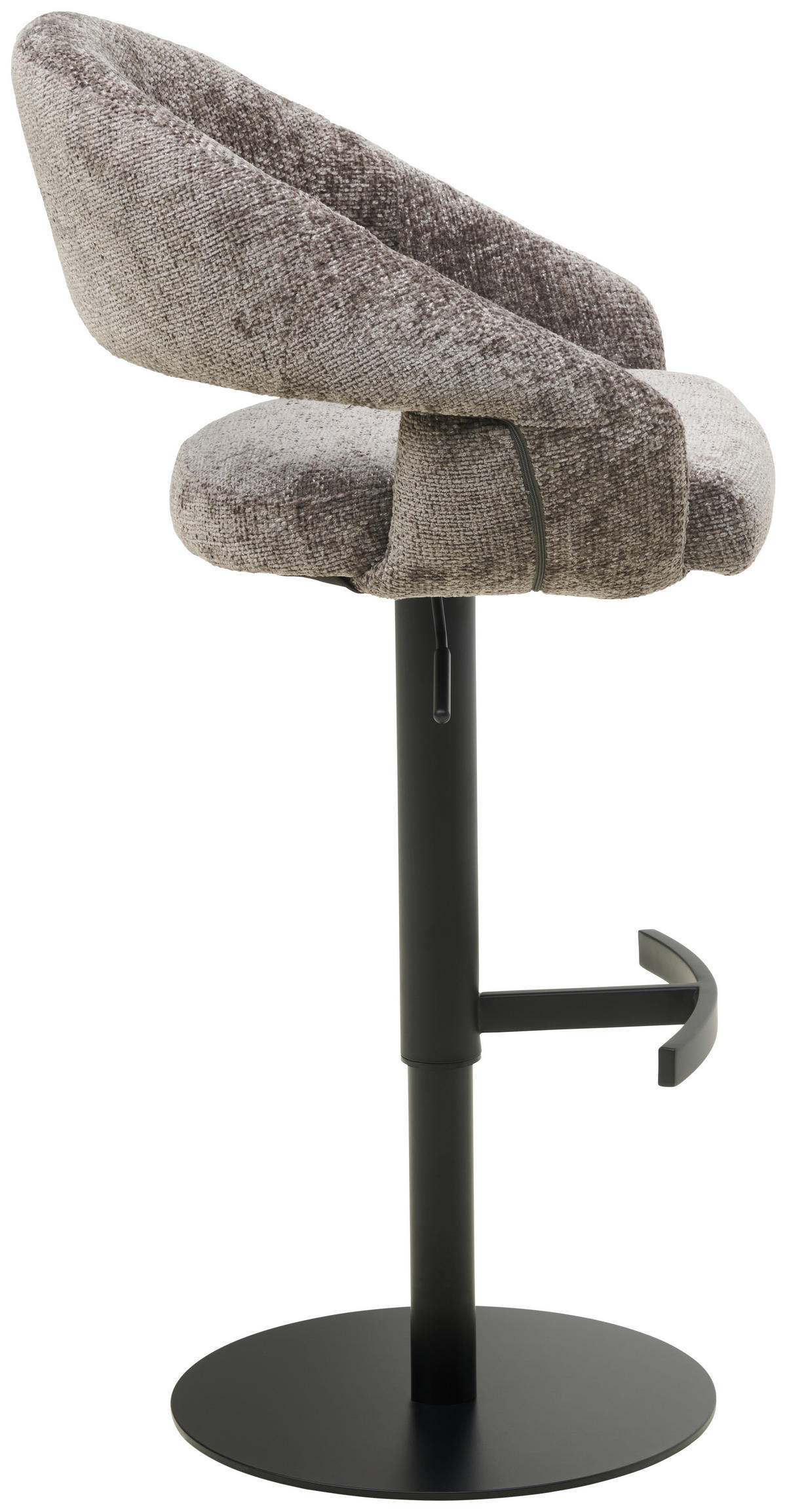 BARHOCKER Webstoff Grau, Schwarz Eisen Sitzfläche 360° drehbar  - Schwarz/Grau, KONVENTIONELL, Textil/Metall (56,5/87-112/57,5cm) - Livetastic