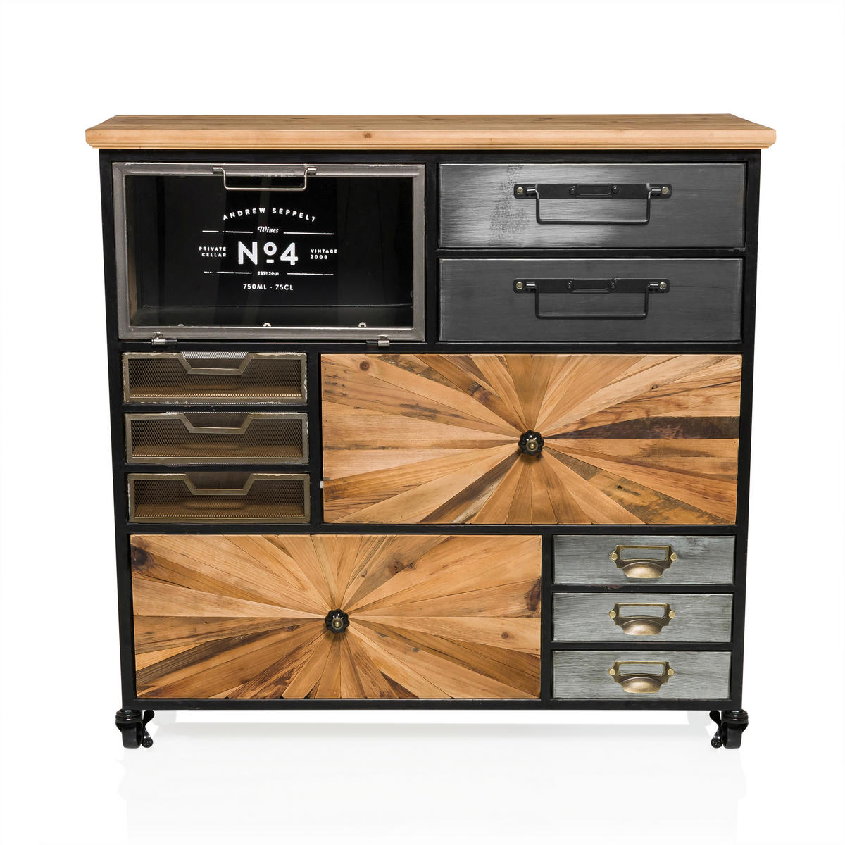 SIDEBOARD 88/84/34 cm  - Schwarz/Naturfarben, MODERN, Holz/Kunststoff (88/84/34cm) - MID.YOU