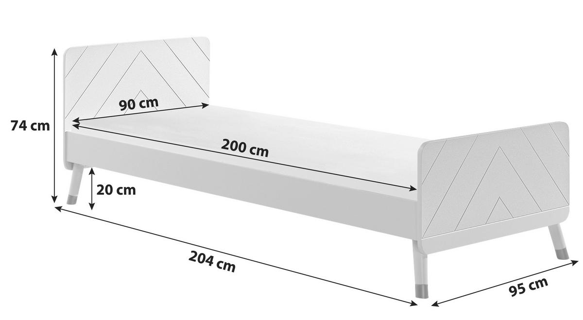 BETT 90/200 cm  in Grau  - Grau, KONVENTIONELL (90/200cm) - MID.YOU