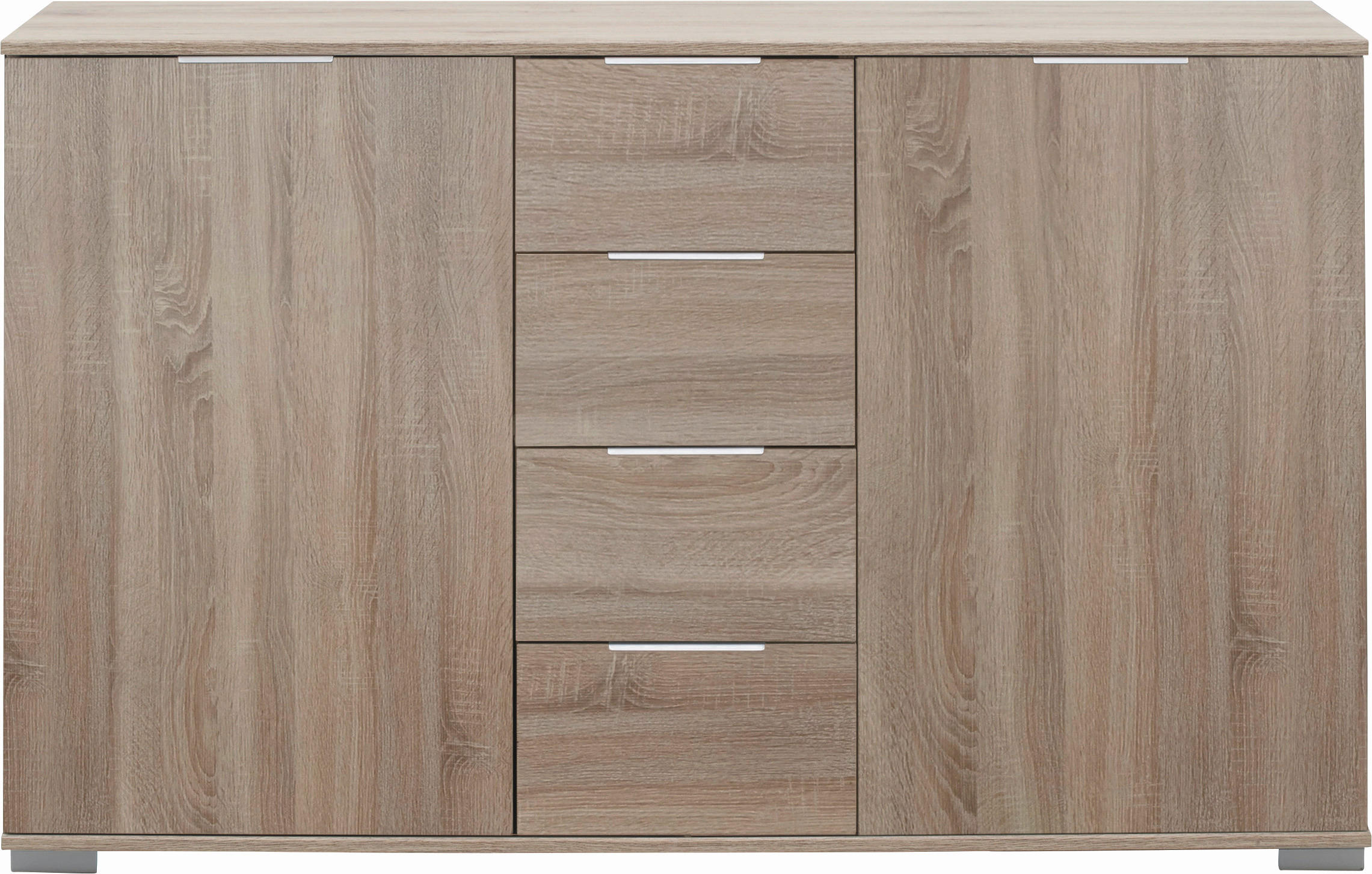 KOMMODE  in 130/83/41 cm  - Chromfarben/Eichefarben, Design, Holzwerkstoff/Kunststoff (130/83/41cm) - Livetastic