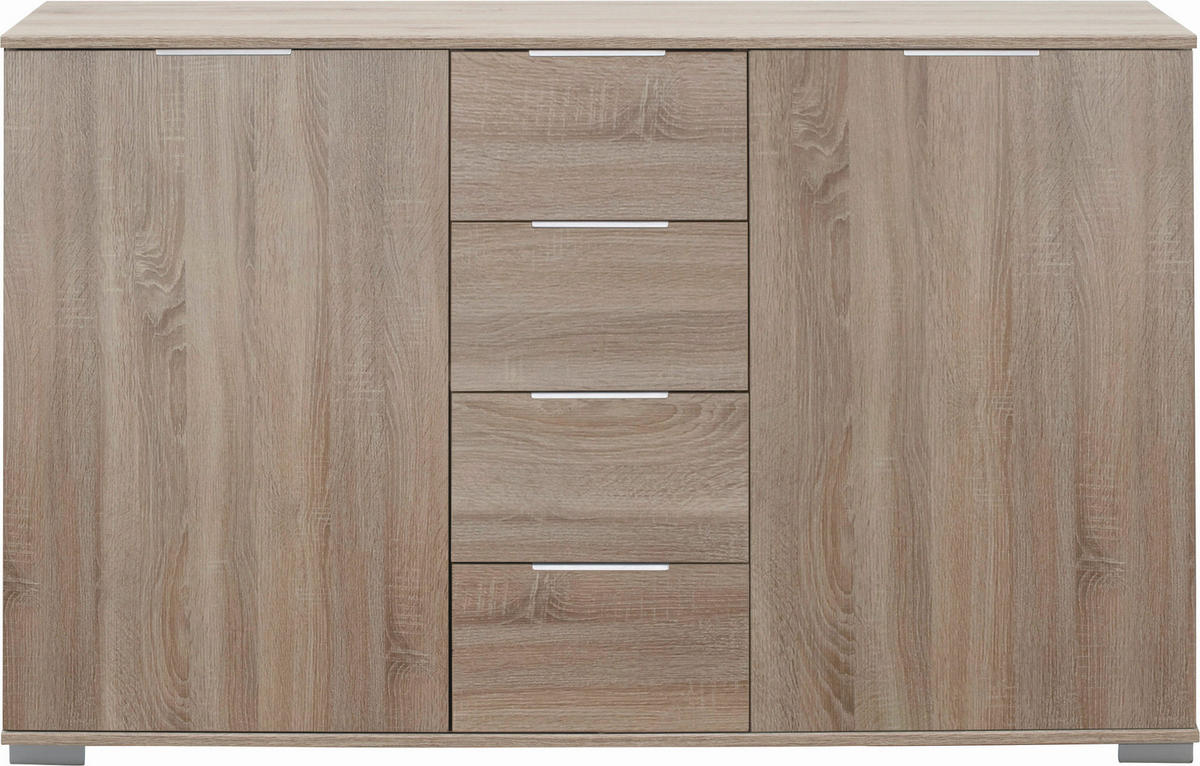 KOMMODE  in 130/83/41 cm  - Chromfarben/Eichefarben, Design, Holzwerkstoff/Kunststoff (130/83/41cm) - Carryhome