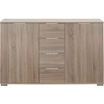 KOMMODE  in 130/83/41 cm  - Chromfarben/Eichefarben, Design, Holzwerkstoff/Kunststoff (130/83/41cm) - Carryhome