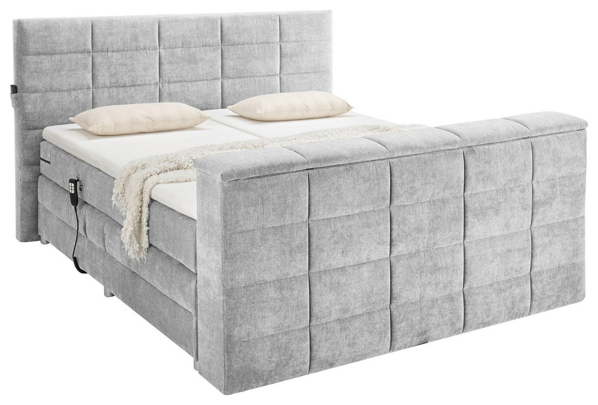 BOXSPRING-ÁGY 180/200 cm  ezüst  - ezüst, Konventionell, textil (180/200cm) - Carryhome