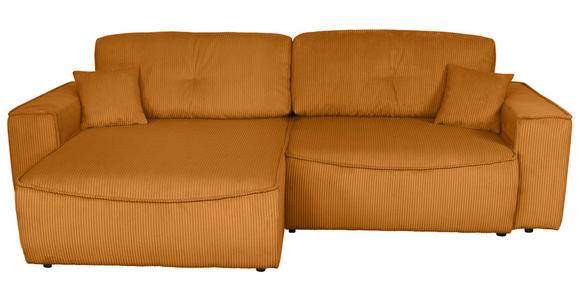 ECKSOFA Kupferfarben Cord Zierkissen, Rückenkissen, Bettkasten, Schlaffunktion, Rücken echt, Liegefläche im Originalstoff  - Schwarz/Kupferfarben, KONVENTIONELL, Kunststoff/Textil (148/265cm) - Carryhome