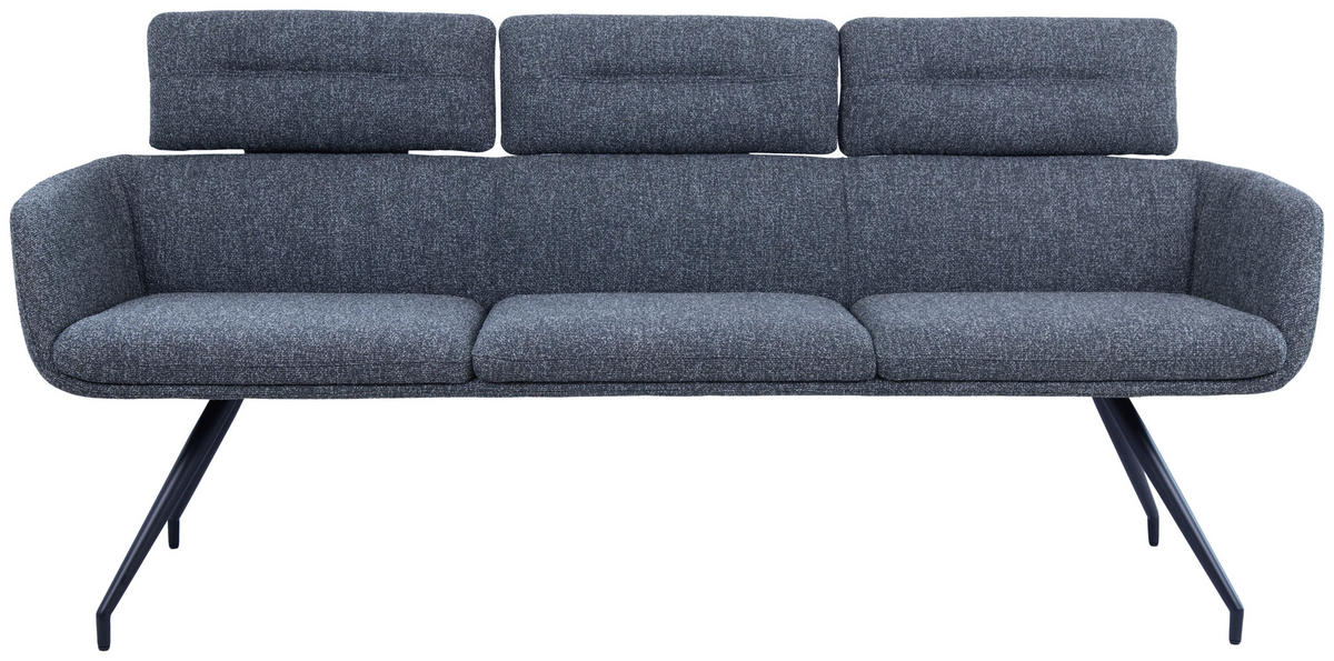 SITZBANK 200/91/70 cm Webstoff Dunkelgrau, Schwarz  - Dunkelgrau/Schwarz, Design, Textil/Metall (200/91/70cm) - Dieter Knoll