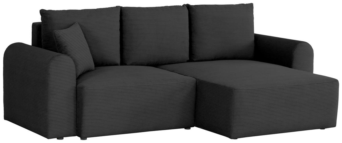 ECKSOFA in Cord Schwarz  - noir, Design, textile (250/151cm) - MID.YOU