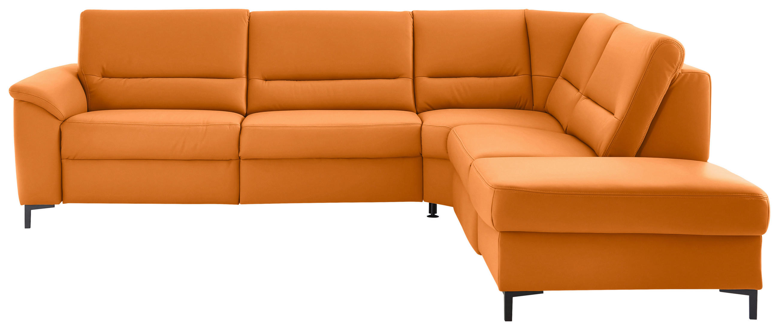 ECKSOFA  in Echtleder Orange  290/249 cm  - Schwarz/Orange, KONVENTIONELL, Leder/Metall (290/249cm) - Beldomo Premium