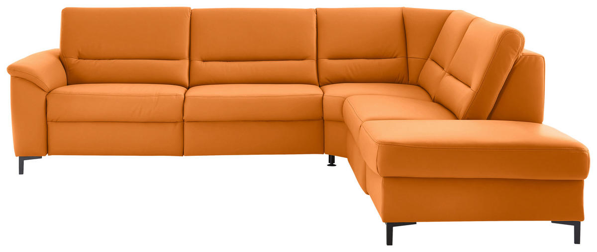 ECKSOFA  in Echtleder Orange  290/249 cm  - Schwarz/Orange, KONVENTIONELL, Leder/Metall (290/249cm) - Beldomo Premium