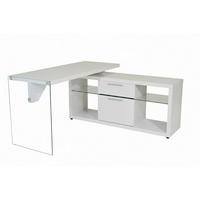 ECKSCHREIBTISCH 141,8/140/74 cm Weiß Stauraum, seitenverkehrt montierbar  - Alufarben/Weiß, Design, Glas/Holzwerkstoff (141,8/140/74cm) - MID.YOU