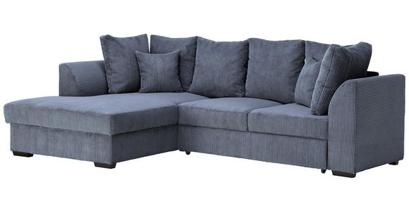 ECKSOFA in Cord Grau  - Schwarz/Grau, Design, Kunststoff/Textil (174/259cm) - Cantus