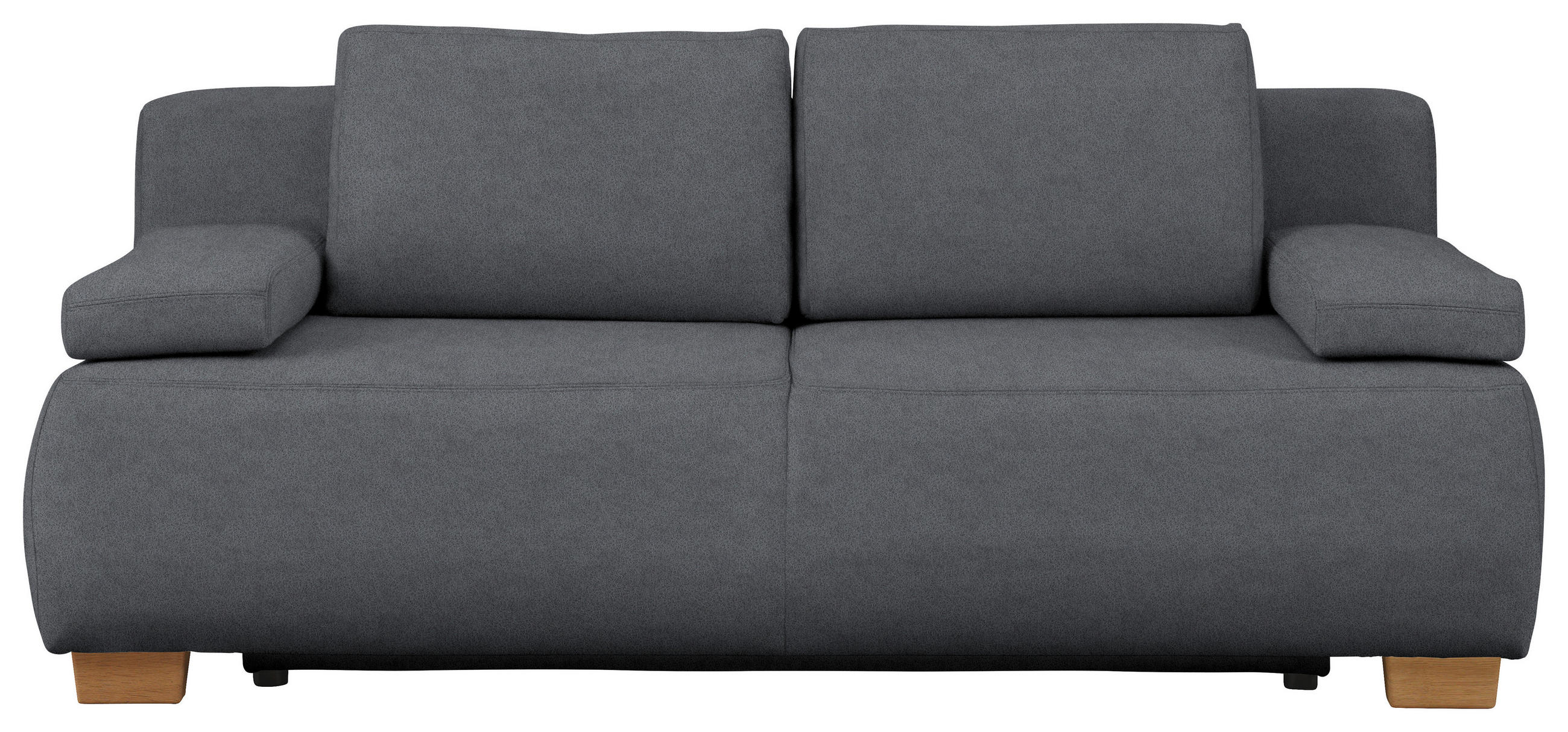BOXSPRINGSOFA in Flachgewebe Dunkelgrau  - Dunkelgrau/Naturfarben, MODERN, Holz/Textil (205/93/108cm) - Venda