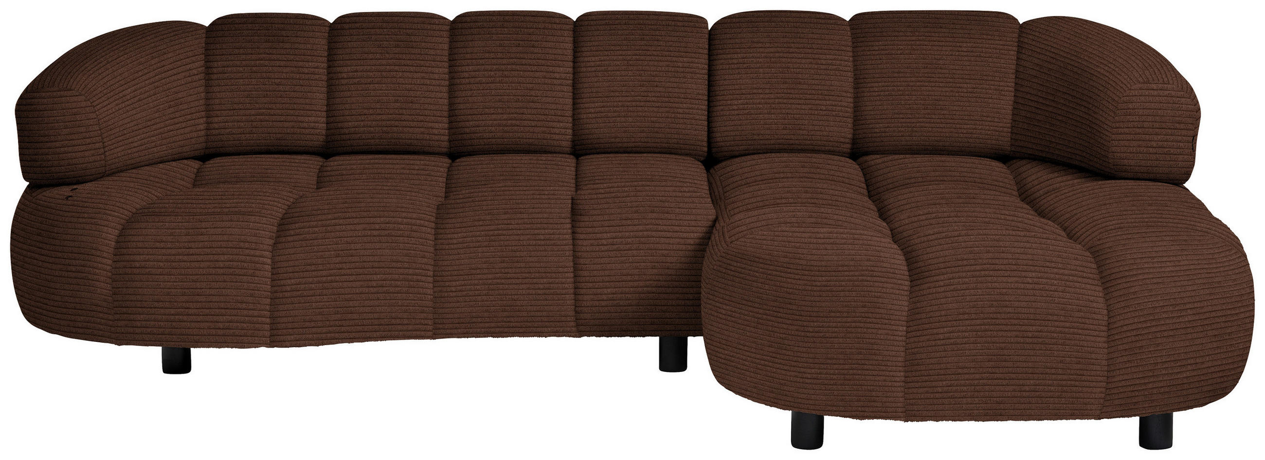 ECKSOFA in Cord, Velours Dunkelbraun  284/183 cm  - Dunkelbraun/Schwarz, Design, Holz/Textil (284/183cm) - Welnova