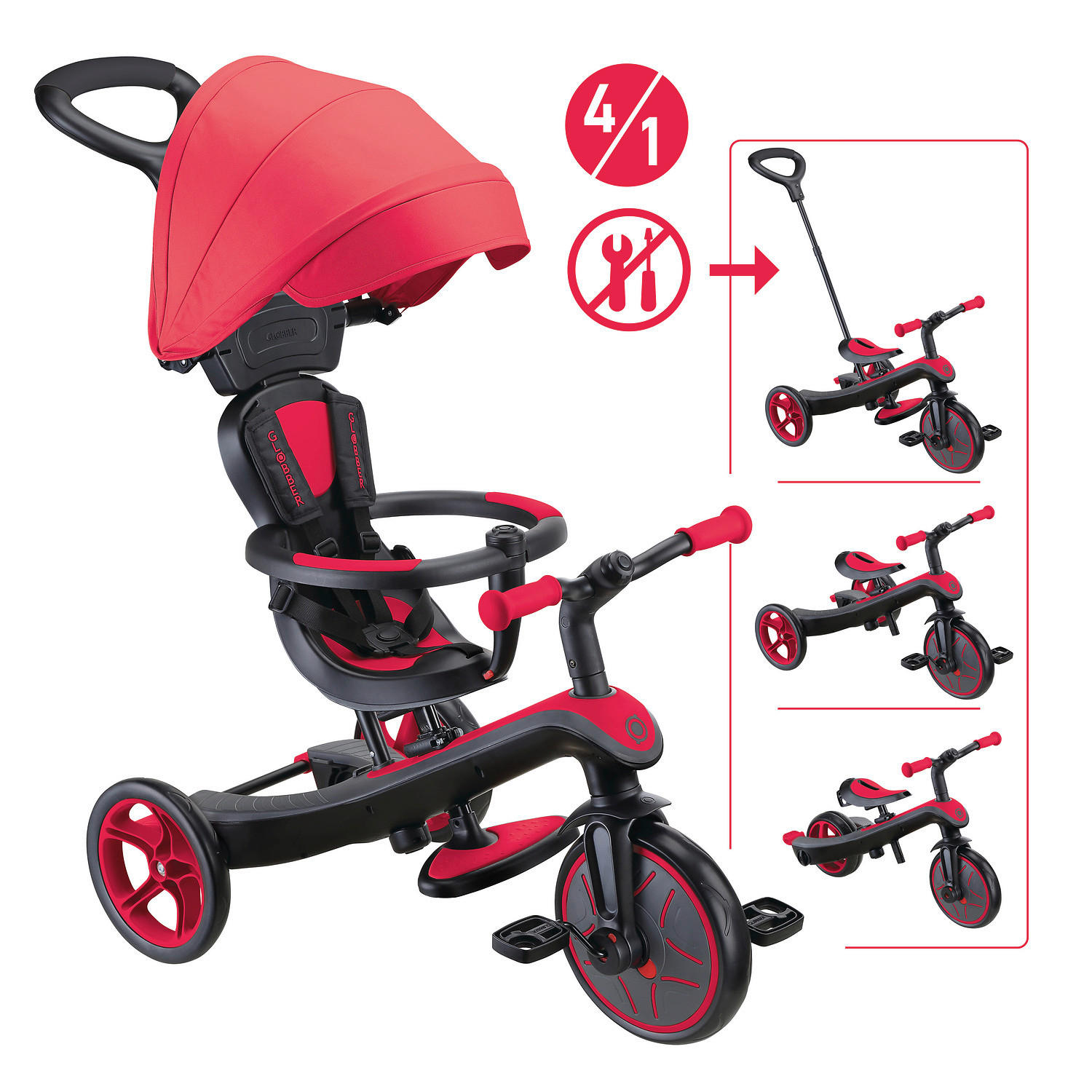 DREIRAD EXPLORER TRIKE 4in1  - Rot, Basics, Kunststoff (95/47/97,5cm) - GLOBBER
