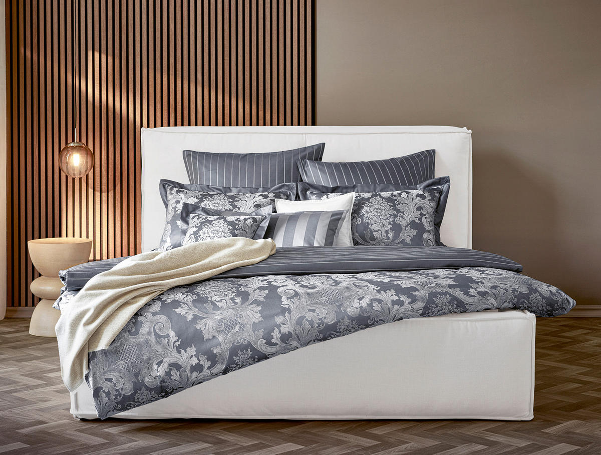 POSTELJNINA LOUIS XIV. 200/200 cm damast siva, črna, bela  - siva/črna, Basics, tekstil (200/200cm) - Curt Bauer