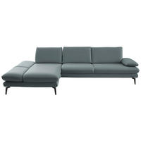 ECKSOFA in Echtleder Blaugrau  - Blaugrau/Schwarz, Design, Leder/Metall (195/308cm) - Dieter Knoll