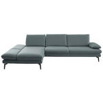 ECKSOFA in Echtleder Blaugrau  - Blaugrau/Schwarz, Design, Leder/Metall (195/308cm) - Dieter Knoll