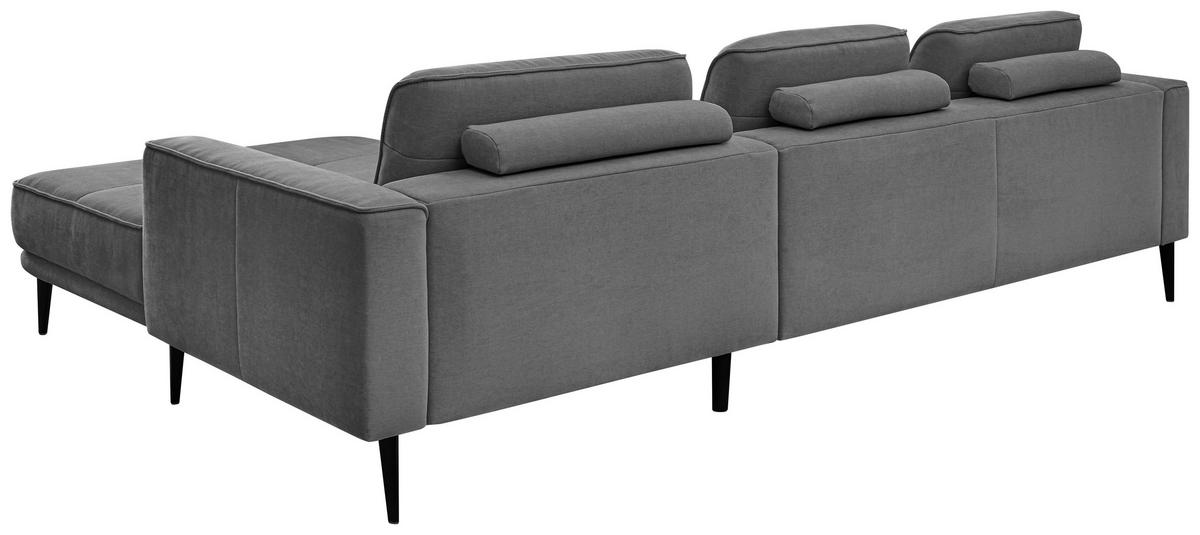 ECKSOFA Anthrazit Flachgewebe  - Anthrazit/Schwarz, KONVENTIONELL, Textil/Metall (279/193cm) - SetOne by Musterring