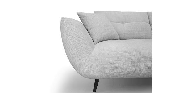 ECKSOFA Hellgrau Chenille Armlehnenkissen, Rücken echt, Sitztiefenverstellung  - Hellgrau/Schwarz, KONVENTIONELL, Textil/Metall (313/215cm) - Hom`in